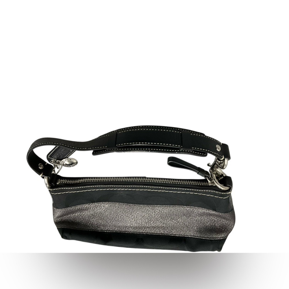 Coach Black Signature Mini Hobo bag with Silver Sparkle Stripe-Vintage - Picture 3 of 4